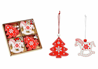 G. Wurm 10039852 Christbaumschmuck Christmas ornament set Holz Rot, Weiß