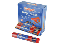 Carpenters Pencils Red (12 x Tubes of 12 + Sharpener)