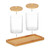 Relaxdays Wattestäbchenbehälter mit Tablett, 2 Becher m. Deckel, Kosmetik Organizer Kunststoff/Bambus, transparent/natur
