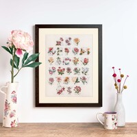 Counted Cross Stitch Kit: Linen: Meadow Collection: Alphabet Floral Sampler