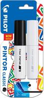 Pilot Pintor Broad Chisel Tip Paint Marker 8mm Black and White Colours (Pack 2)