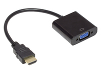 Adapter HDMI zu VGA, HDMI Stecker an VGA Buchse, 3,5 mm Stereo-Buchse, USB Micro B Buchse, schwarz,