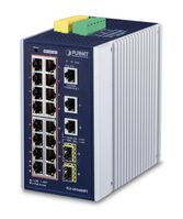 IP30 Industrial L2+/L4 16-P 1000T 802.3at PoE+ 2-Port 1000T + 2-port 100/1000X SFP Full Managed Switch (-40 to 75 C, dual redundant Netwerk Switches