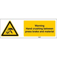ISO Safety Sign - Warning , Hand crushing between press ,