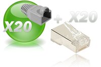 Lot de 20 connecteurs RJ45 CAT. 5e blindé + 20 manchons