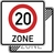 Verkehrszeichen VZ 274.1-41 Tempo 20-Zone doppelseitig, 600 x 600, 2mm flach, RA 3