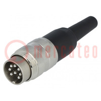 Connector: M16; plug; male; soldering; for cable; PIN: 8; 5A; 100V