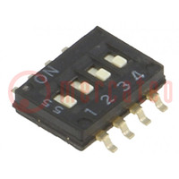 Interruptor: DIP-SWITCH; Núm.de secciones: 4; ON-OFF; Pos: 2; SMT