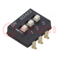 Interruptor: DIP-SWITCH; Núm.de secciones: 3; ON-OFF; Pos: 3; SMT