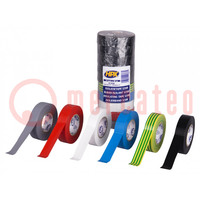 Tape: electro-isolatie; W: 19mm; L: 20m; Thk: 0,15mm; rubber; 125%