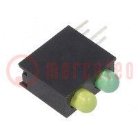 LED; in housing; 3mm; No.of diodes: 2; yellow/yellow green; 20mA