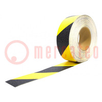 Tape: warning; yellow-black; L: 18.3m; W: 50mm; Thk: 1.05mm; Gripfoot