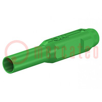 Plug; 2mm banana; green; gold-plated; Insulation: polyamide
