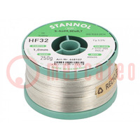 Soldering wire; Sn99,3Cu0,7; 1mm; 250g; lead free; reel; 3.5%; HF32