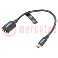Cable; USB 2.0; USB A tomacorriente,USB B mini enchufe; 0,15m