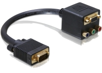 DeLOCK Adapter VGA male to VGA + 3x Cinch female 0,2 m VGA (D-Sub) VGA (D-Sub) + 3 x RCA Zwart