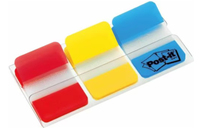 3M Post-it Index Flags 25mm Strong 66 Tabs 3 Colours 686-RYB zelfklevende tab Blauw, Rood, Geel