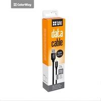 COLORWAY Kábel, Cable USB Apple Lightning 2m 2.4A black (CW-CBUL007-BK)