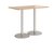 Monza rectangular poseur table with flat round brushed steel bases 1400mm x 800m
