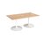 Trumpet base rectangular boardroom table 1800mm x 1000mm with central cutout 272mm x 132mm - white base, beech top
