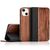 Echt-Holz Flipcase für iPhone 13 Mini, FSC zert. Natur Holzhülle mit Standfunktion & Kartenfach, Wood Case Rundum-Schutz Hülle Handyhülle Klapphülle Etui - Walnuss
