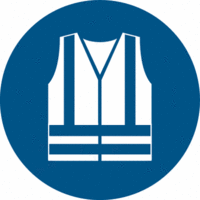 Sicherheitskennzeichnung - Warnweste benutzen, Blau, 20 cm, Folie, Seton, Weiß