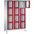 Armario de compartimentos CLASSIC, altura de compartimento 375 mm, con patas, 12 compartimentos, 1200 mm de anchura, puerta en rojo rubí.