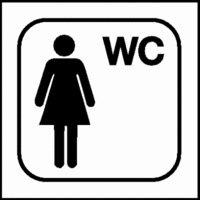 Hängeschild - Damen, WC, Schwarz, 25 x 25 cm, Kunststoff, Kaschiert, Weiß