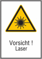 Kombischild - Warnung vor Laserstrahl, Vorsicht!<br>Laser, Gelb/Schwarz, B-7525