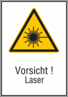 Kombischild - Warnung vor Laserstrahl, Vorsicht!<br>Laser, Gelb/Schwarz, B-7527