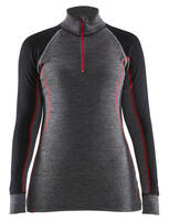 Damen Thermo-Shirt 7299 mit Reißverschluss mittelgrau/schwarz