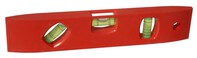 Kunststoff-Taschenwasserwaage rot in Bootform, mit Magnet, 200 mm