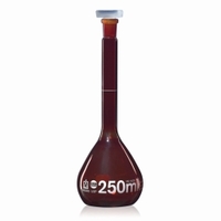 5ml Volumetric flasks boro 3.3 class A amber with PP stopper incl. USP individual certificate