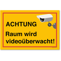 ACHTUNG Raum Wird Videoüberwacht, Videoüberwachung Schild, 45 x 30 cm, aus Alu-Verbund, mit UV-Schutz