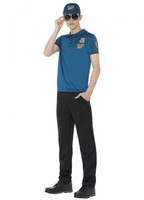 Disfraz o Kit de Policía para hombre: Camiseta, Gorra y gafas S