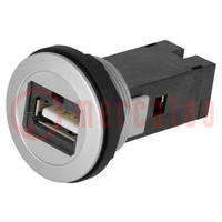 Presa USB; 22mm; har-port; -25÷70°C; Ø22,3mm; IP20; argento