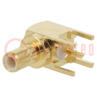 Socket; SMB; female; angled 90°; THT; on PCBs; PTFE; gold-plated
