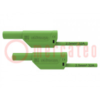 Test lead; 32A; banana plug 4mm,both sides; Urated: 1kV; green