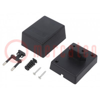 Enclosure: for power supplies; X: 58mm; Y: 73mm; Z: 52mm; ABS; black