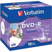 DVD+R 4.7GB 16 X JEWEL CASE 10 UNID PRINTABLE VERBATIM