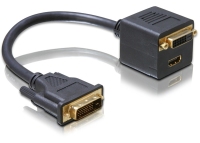 DeLOCK Adapter DVI25 male to DVI25 HDMI female 0,2 M DVI HDMI + DVI Fekete