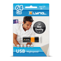 xlyne Wave lecteur USB flash 64 Go USB Type-A 2.0 Noir, Orange