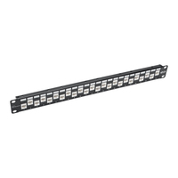 Tripp Lite N254-024-6A-OF 24-Port 1U Rack-Mount Cat6a Offset Feed-Through Patch Panel with Cable Management Bar, RJ45 Ethernet, TAA