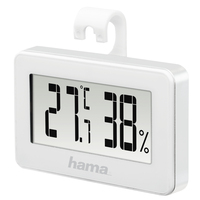 Hama | Termómetro/Higrómetro Mini, Con accesorio de imán y gancho para fijarlo, Almacenamiento de datos, Color Blanco.