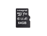 Integral INMSDX64G-100V30 64GB MICRO SD CARD MICROSDXC UHS-1 U3 CL10 V30 A1 UP TO 100MBS READ 45MBS WRITE MicroSD UHS-I Class 10