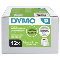 DYMO LW etichette per spedizioni grandi | 54 mm x 101 mm | 12 rotoli da 220 etichette facilmente staccabili (2640 etichette) | autoadesive | per etichettatrici LabelWriter | ori...