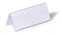 Durable Clear Plastic Table Place Name Holders and Inserts | 25 Pack | 61x150mm
