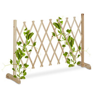 Relaxdays Rankgitter Holz, ausziehbar bis 180 cm, Rankhilfe Kletterpflanzen, Scherengitter freistehend, Garten, natur