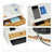 Relaxdays Monitorständer Bambus, Bildschirmerhöhung mit 2 Schubladen & Fächern, Lapdesk HBT 14 x 60 x 30 cm, weiß/natur