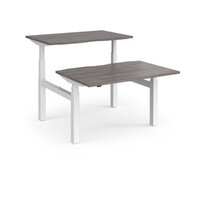 Elev8 Touch sit-stand back-to-back desks 1200mm x 1650mm - white frame and grey